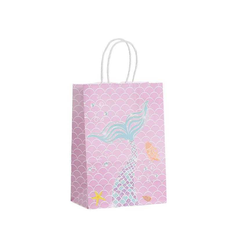 12Pcs Ocean Animal Theme Paper Gift Packing Bag Jellyfish Mermaid Shopping Candy Bag for Kids Birthday Baby Shower Party Decor