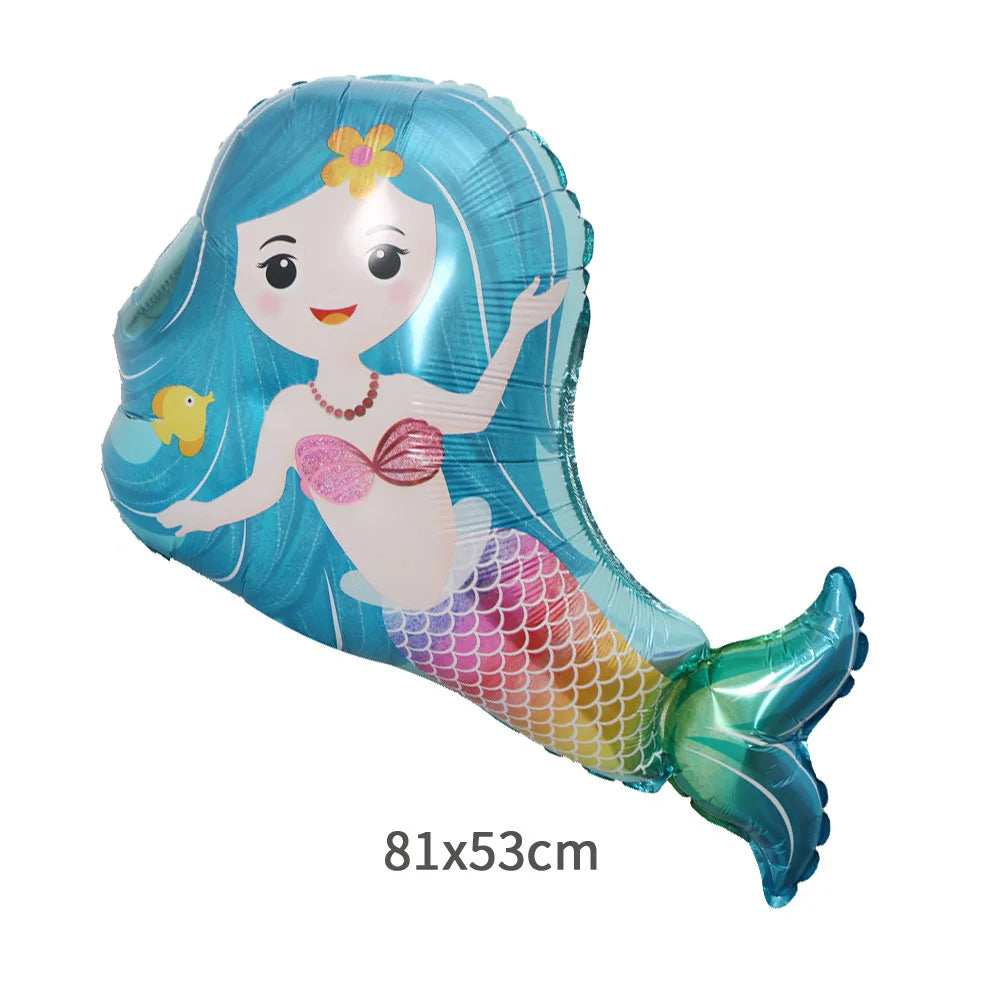 Standing Aluminum Film Smile Mermaid Balloon Children Birthday Partry Decor Supplies Lovely Surprise Toy Baby Shower Balloon