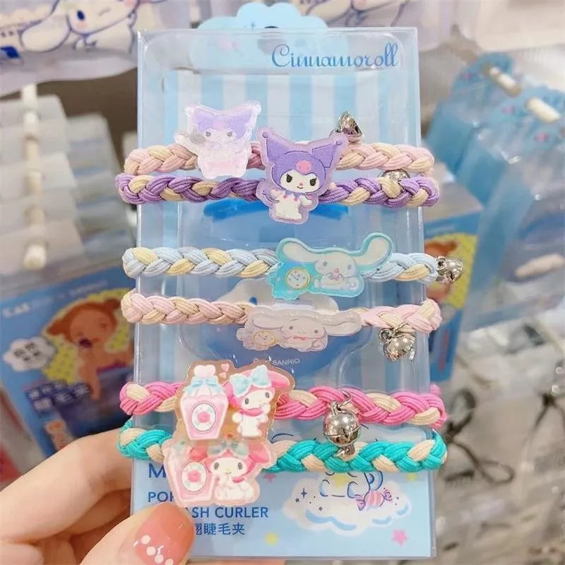 Sanrio Cinnamoroll Kuromi Melody Hair Band Cute Cartoon Girl&Child Sweet Bestie Hairpin Charm Ponytail Holder Holiday Gifts