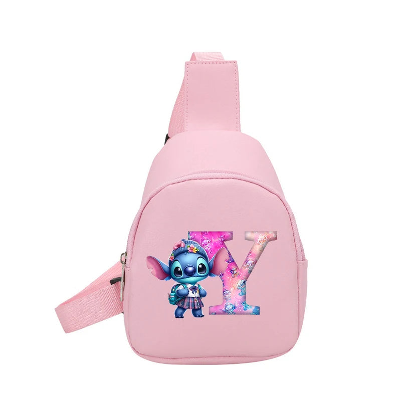 Cartoon Lilo&stitch Pu Chest Bag Mini Outdoor ShoulderBag Boy Girl Satchel Bags Costume Accessories Students Crossbady Bag Purse
