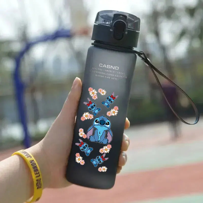 Lilo&Stitch 560/600/400ML Water Cup Children Portable Plastic Transparent Straw Stitch Outdoor Large Capacity Sport Water Bottle