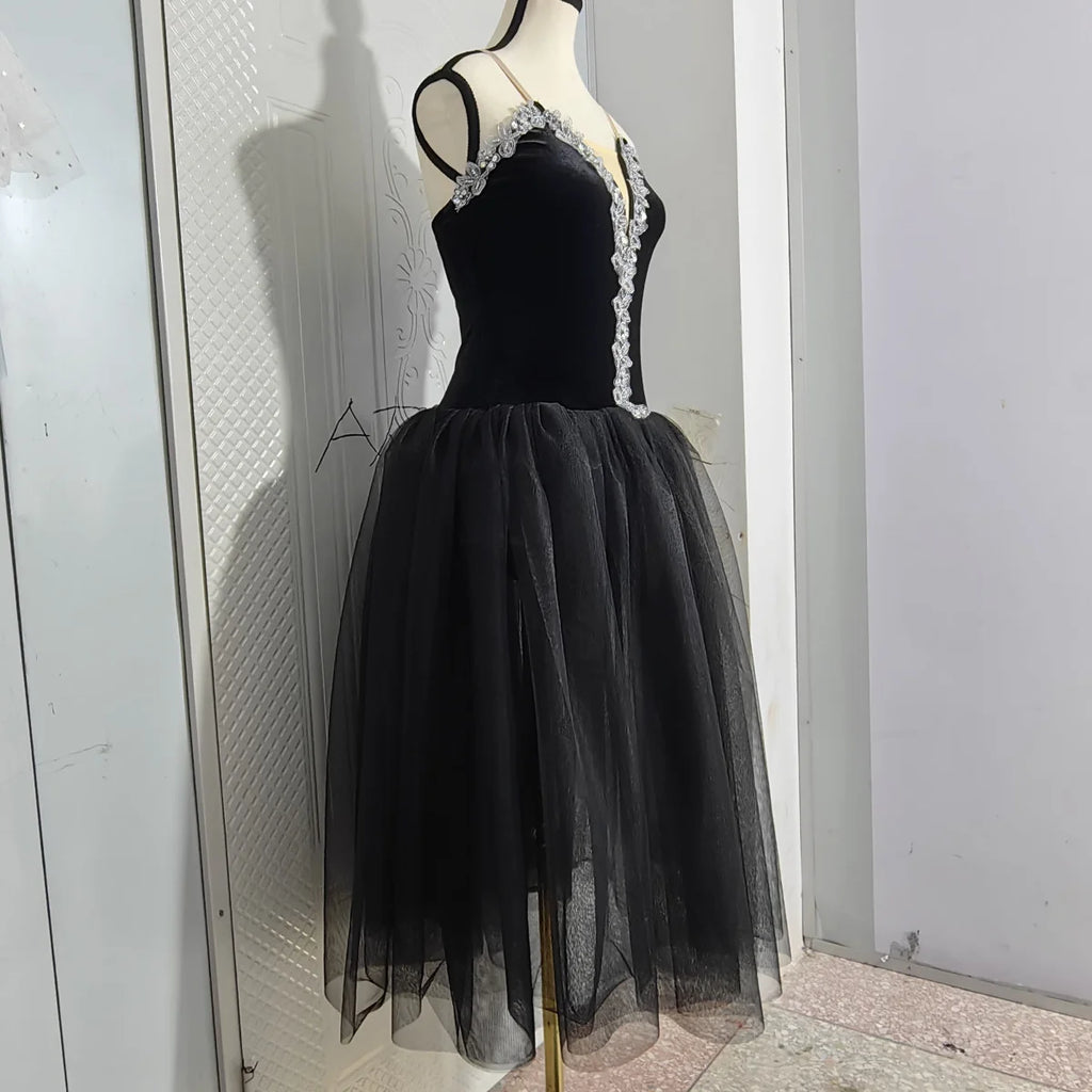 Blue Ballet Tutu Skirts Performance Costumes Princess Dance Practice Long Romantic Dress