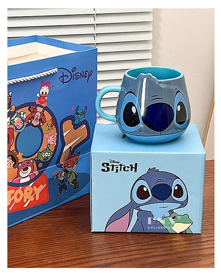 Miniso Stitch Coffee Cup Cartoon Mug Ceramic Cup Kawaii Home Furnishings Milk Cup Cute Holiday Birthday Gifts for Boys and Girls