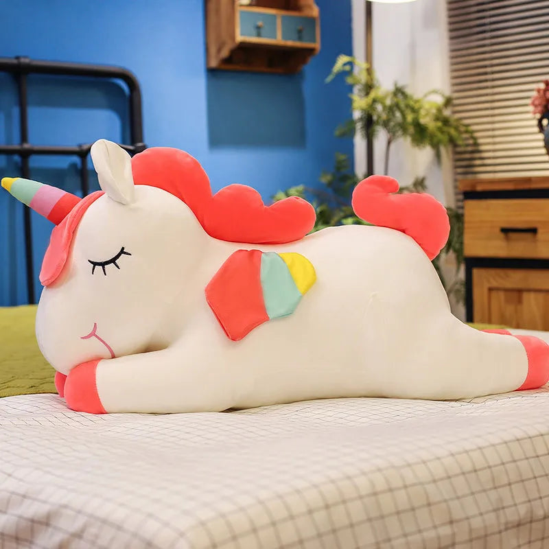 Cute Pony Plush Toy Rainbow Angel Unicorn Girl Heart Plush Doll Simulation Pony Stuffed Pillow Girlfriend Birthday Gift