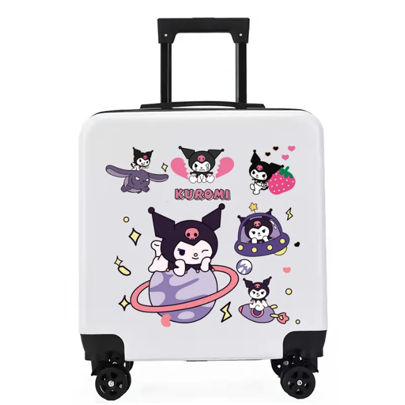Sanrios New Child Trolley Case Cute Cartoon Kuromi Anime Hello Kittys Universal Wheel Suitcase Boy Girl Password Lock Suitcase