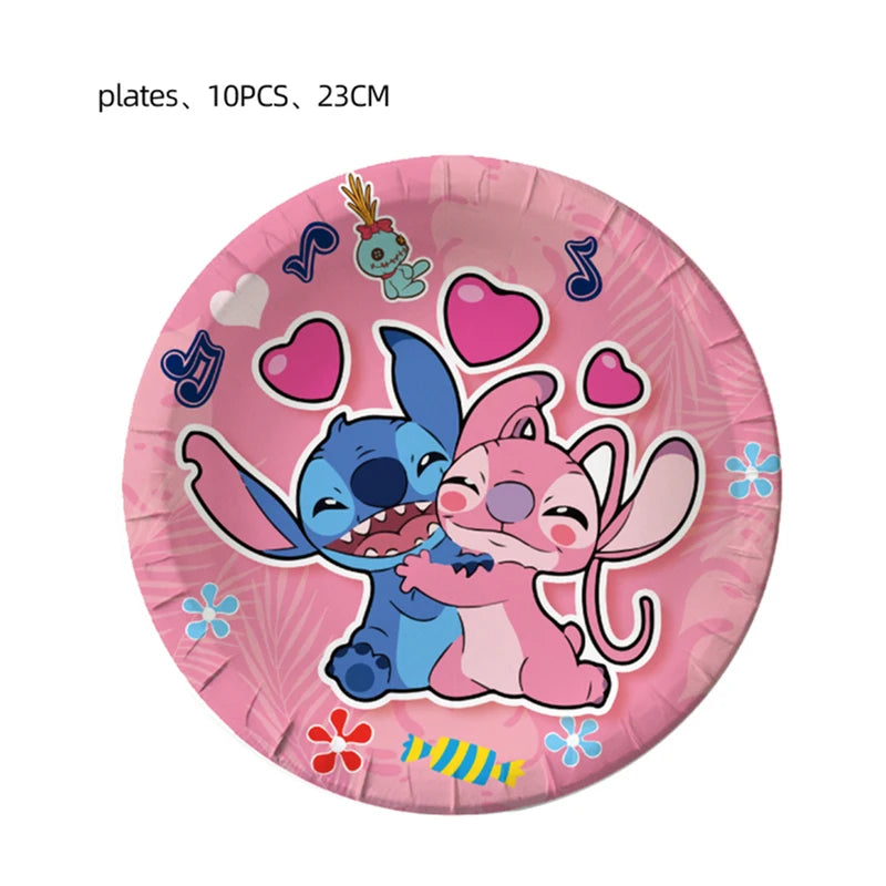 Stitch Birthday Decoration Supplies Disposable Tableware Kit Lilo and Stitch Birthday Party Cups Plates Tablecloth Supplies