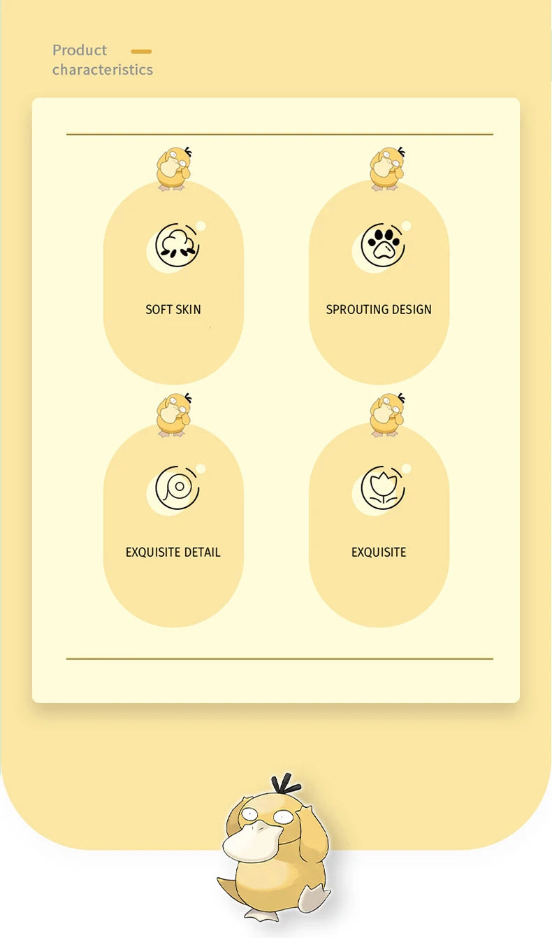 Pokemon Kawaii Psyduck Stuffed Toys Cartoon&Cute Plush Dolls Throw Pillow Birthday Gift  For Kids Friends Boys Home Decoration