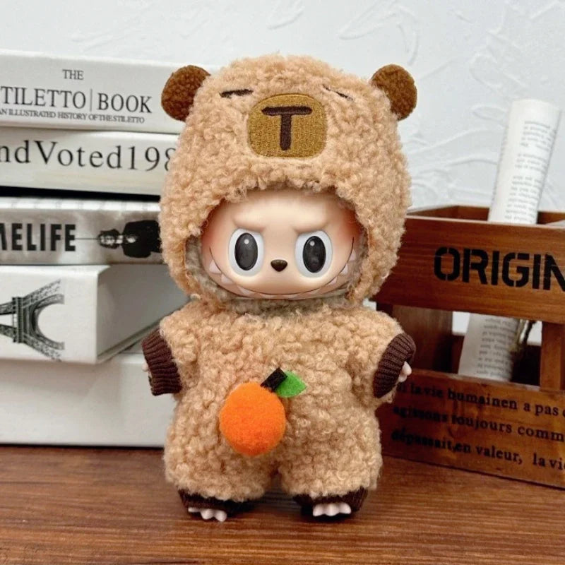 17cm Labubu Doll Clothes Capybara Cos Suit V1 V2 V3 Outfit Stylish Clothing Set for Plush Toy Dolls Accessories