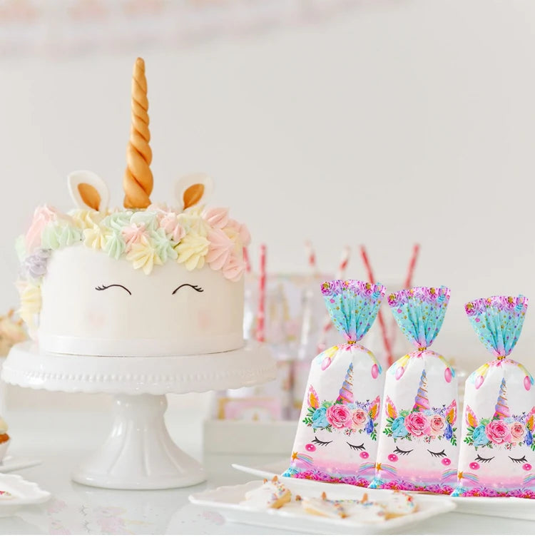 25/50/100pcs Unicorn Candy Bags Gift Packing Bags Birthday Party Decor Gift Bag for Guest Girl Birthday Supplies Baby Shower
