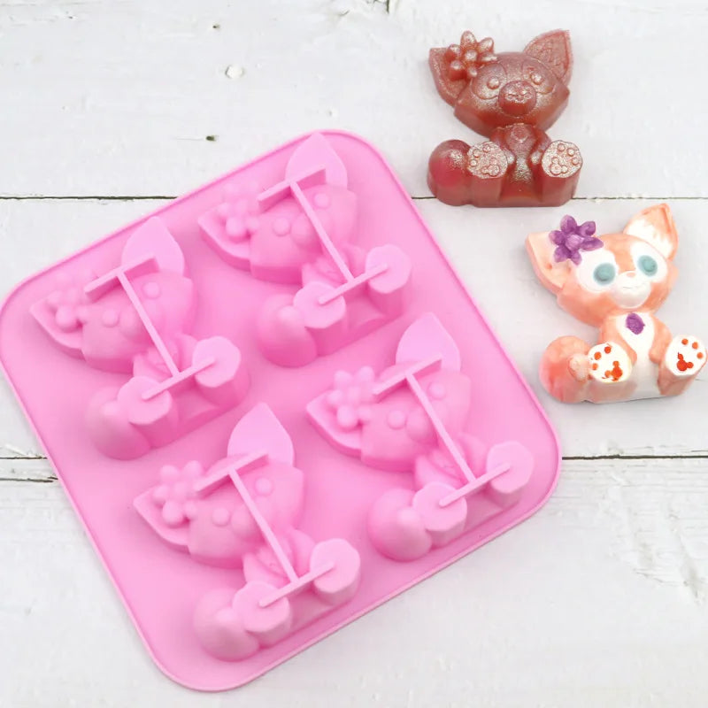 Cartoon Silicone Mold For Baking Stitch Bear Mouse Cat Pig Duck Chocolate Soap Mould Animal Cake Decorating Tool Cupcake Topper