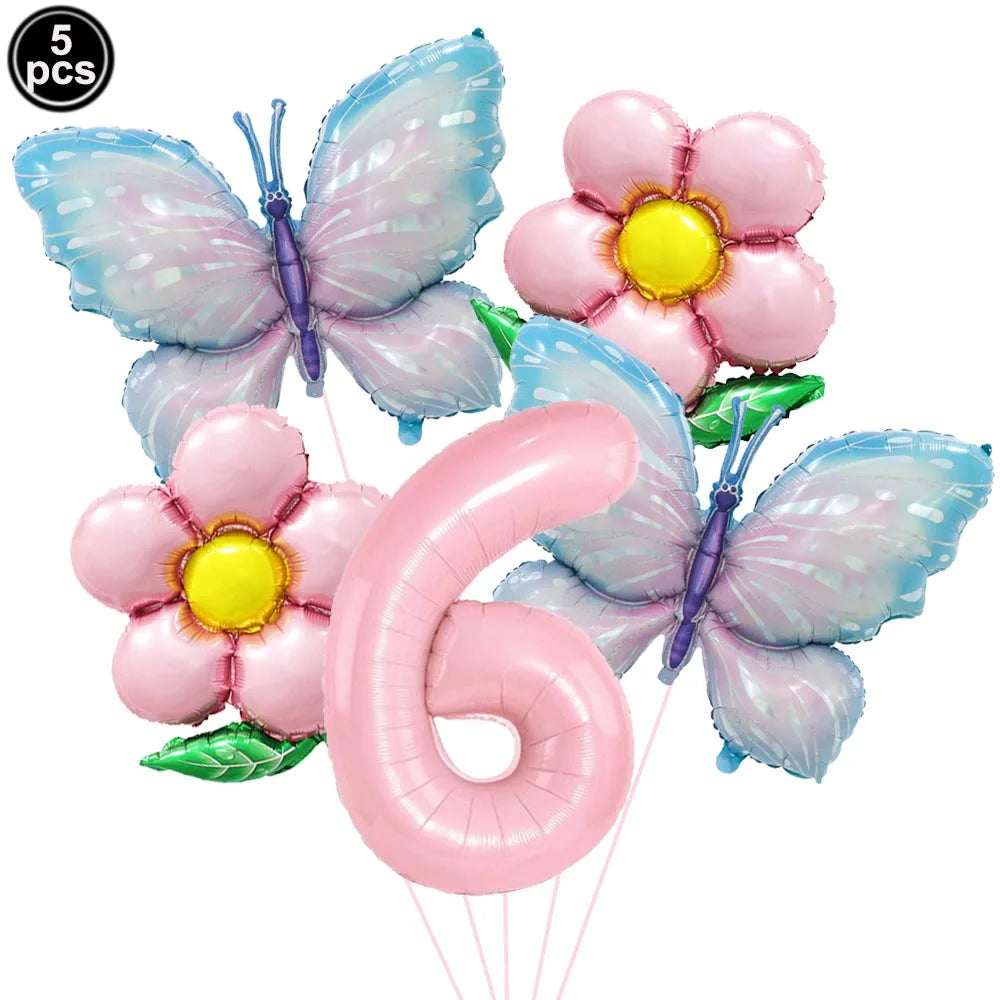 5pcs Colorful Butterfly Foil Balloons Butterfly Balloons Butterfly Themed Balloon Girl Party Birthday Wedding Baby Shower Decors
