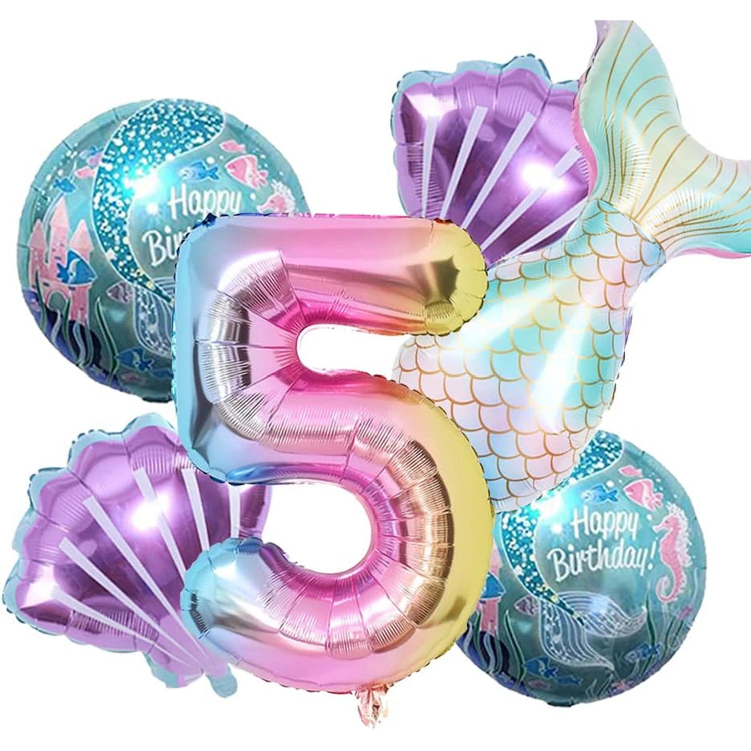 Mermaid Balloon 32 inch Digital Aluminum Foil Balloon Children's Birthday Party Decoration Baby Shower Decoration