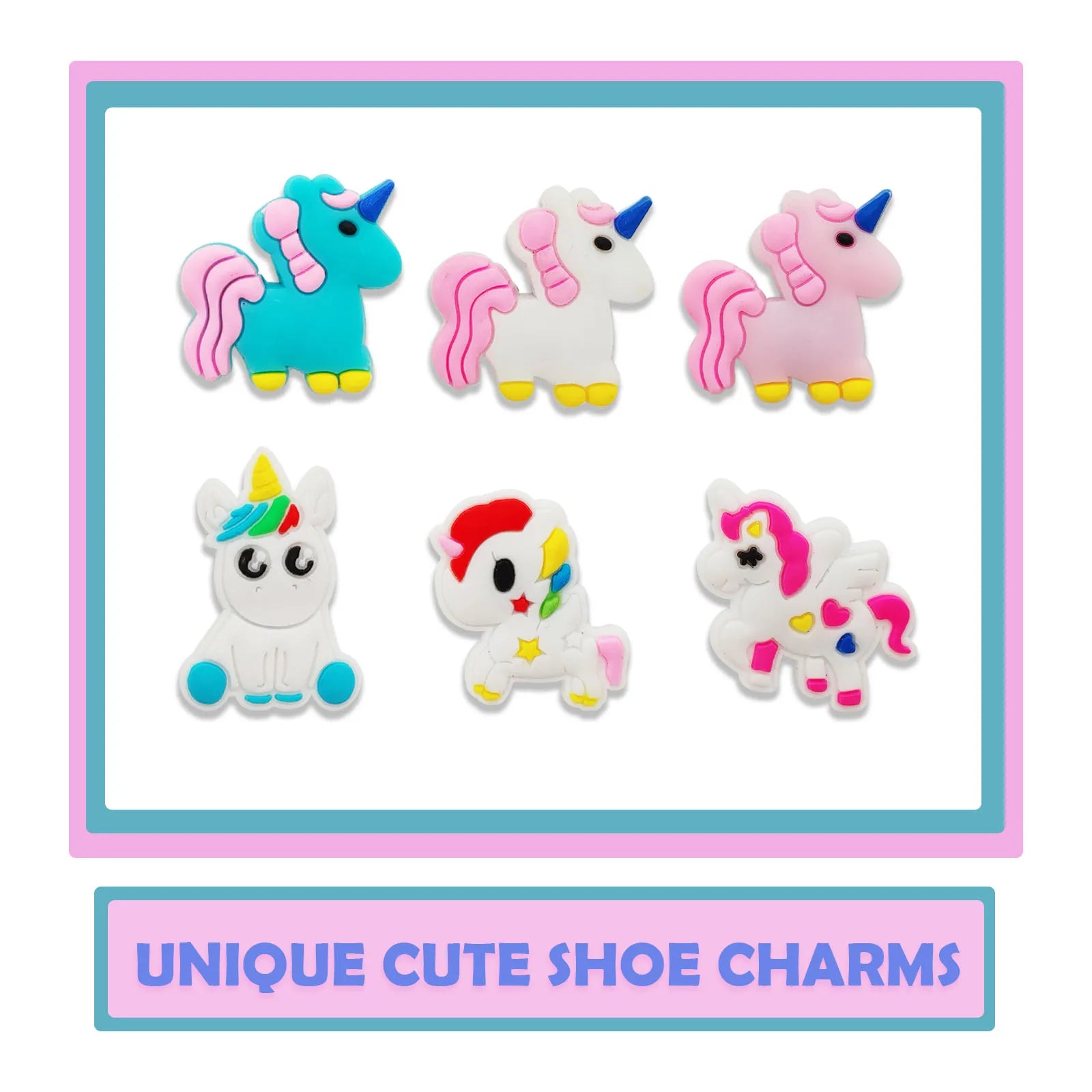 18Pcs Cute Unicorn Shoe Decorations Charms for Crocs Shoe Ornaments Perfect For Christmas And Birthday Party