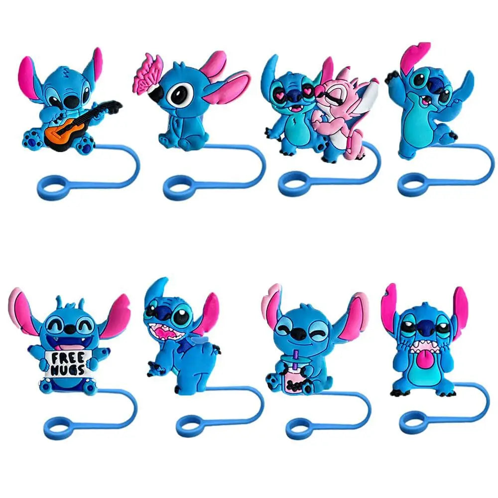 Cute Stitch Cartoon Silicone Straw Covers For Water Glass Bottle Drinking Dust Cap Straw Tips Cover Cup Accessories For 10mm