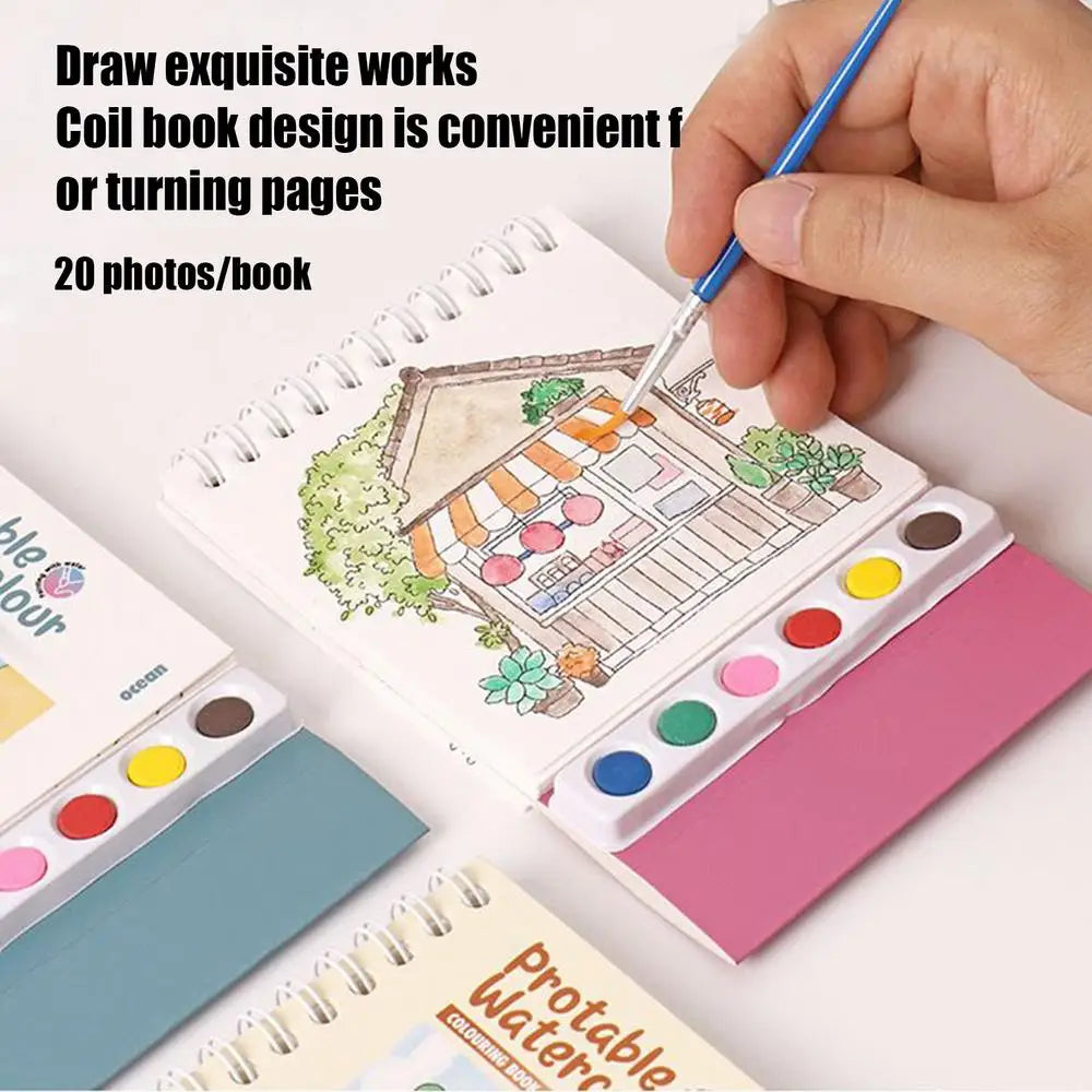 Coloring Book 20 Pages Portable Watercolor Coloring Book Kindergarten Colored Graffiti Enlightenment Note Picture Book
