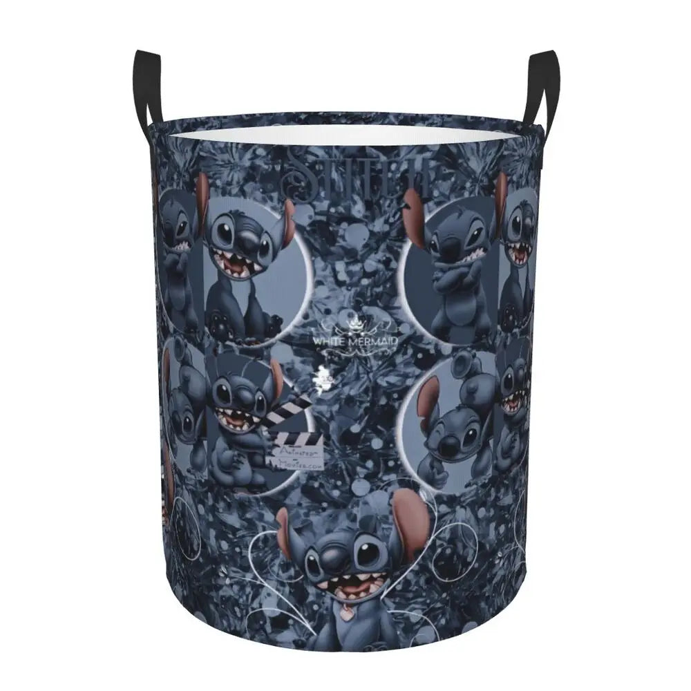 Customized SLilo And Stitch Cartoon Laundry Hamper Large Storage Basket Anime Kids Nursery Toy Organizer