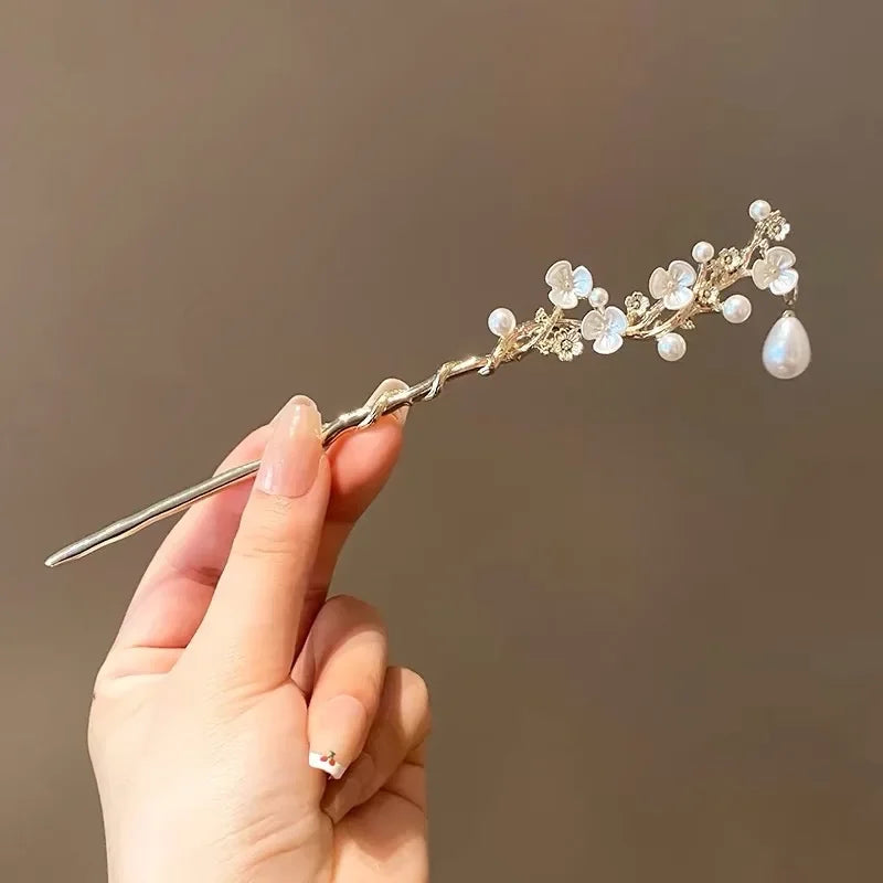 Chinese Style Tassel Hair Clip For Women Hair Stick Pins Flower Handmade Hairpins Charm Jewelry Accessories Hair Ornaments 머리핀