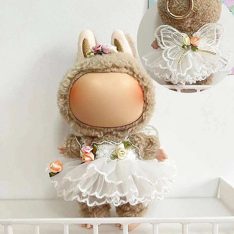 Cute Mini Plush Doll'S Clothes Outfit Only Clothing Accessories For 17cm Labubu Dolls Sweater Hoodie Clothing DIY Kids Gifts