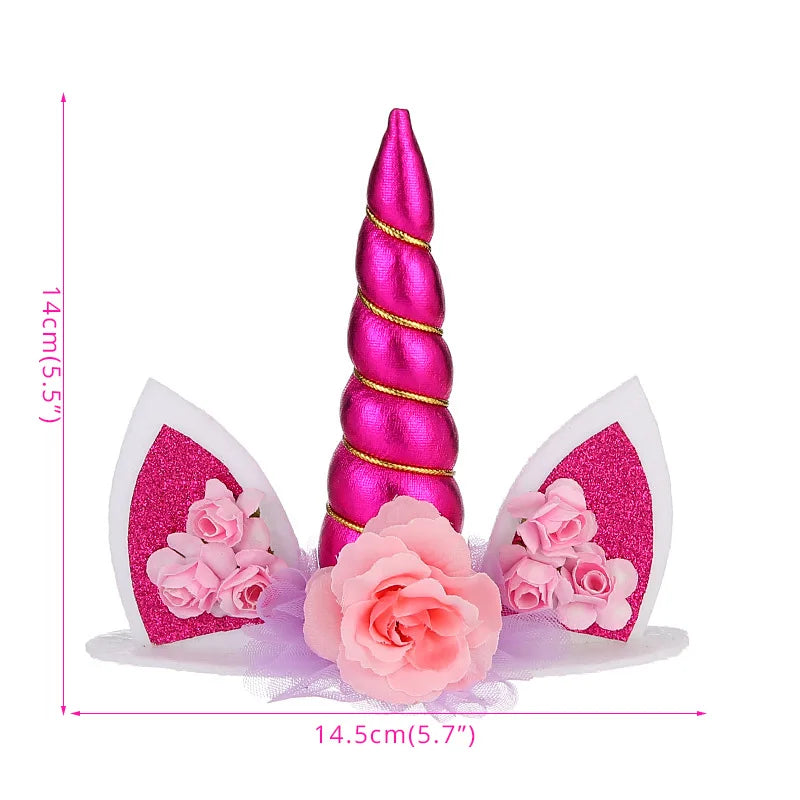 Unicorn Cake Toppers Rainbow Unicorn Horn Wings Girl Birthday Party DIY Decoration Cupcake Wrapper Unicorn Theme Party Supplies