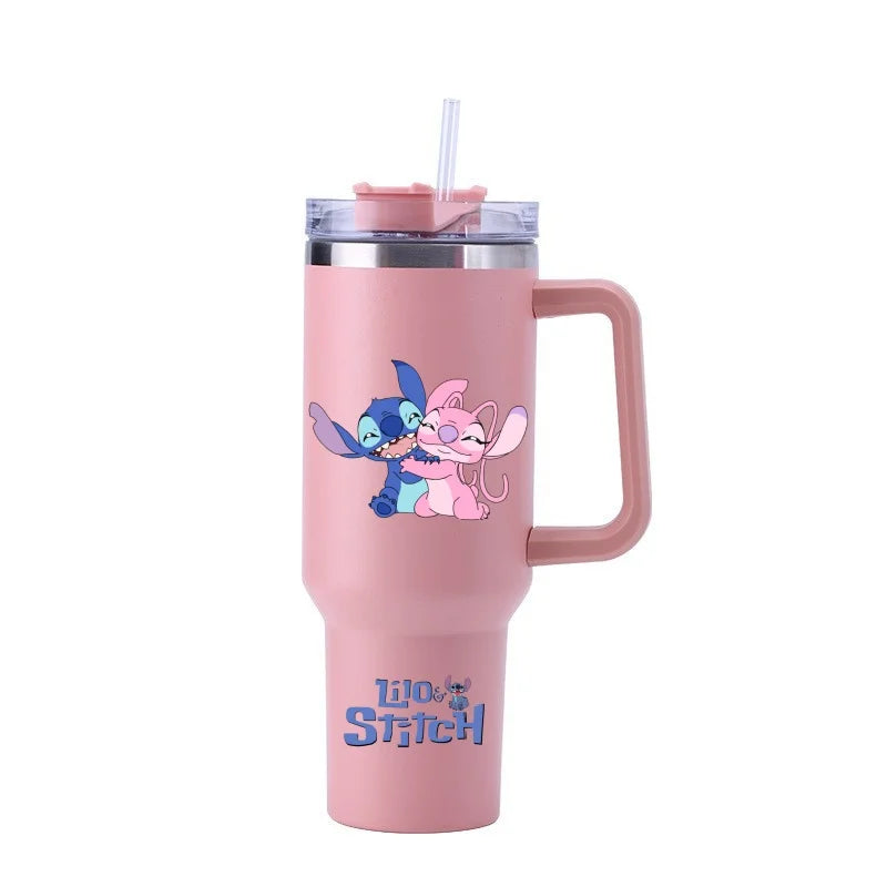 Thermal Coffee Lilo & Stitch Cups with Straw Stainless Steel Vacuum Insulated Tumbler 40oz Thermal Iced Travel Cup for Outdoor