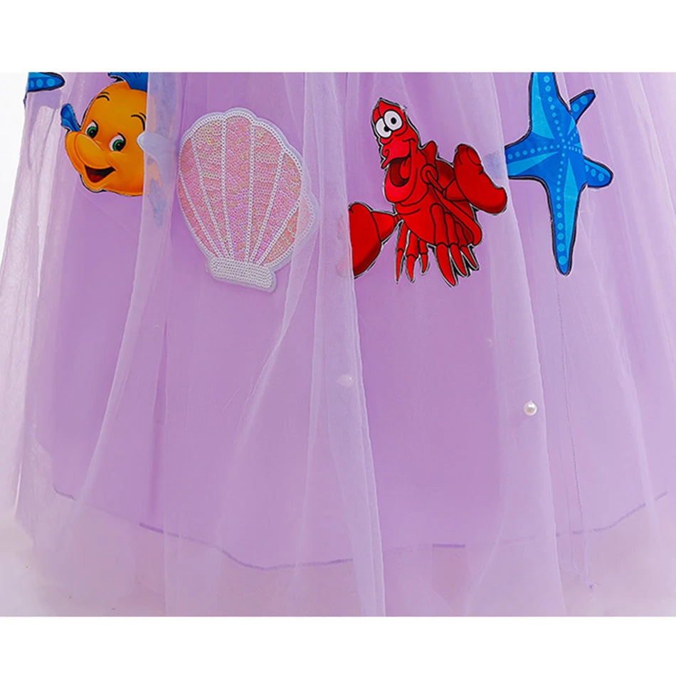 Mermaid Princess Girl Dress Movie Style Costume Kids Stage Costume Girls Fish Scale Decoration Sequins Big Bow Tutu Gown