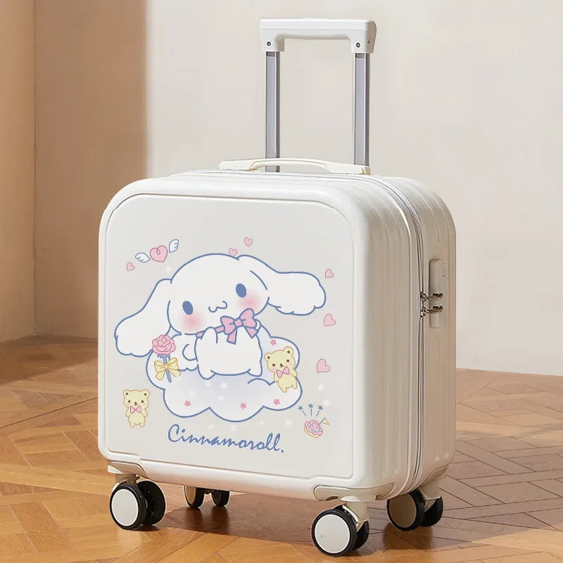 Sanrios Student Travel Cartoon 18 Inches Suitcase Cinnamoroll Girl Carry-On Suitcase Mute Universal Wheel Safety Password Lock