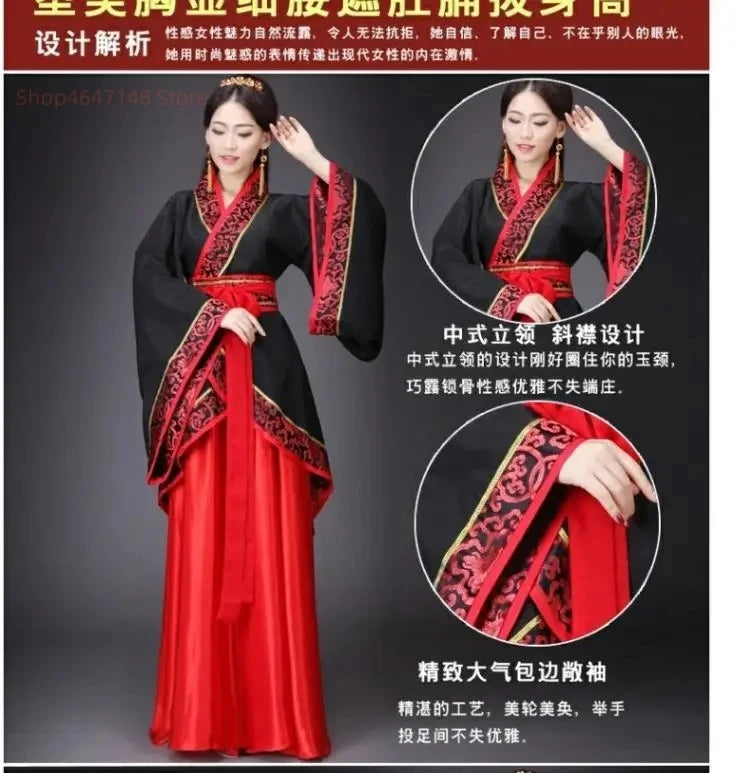 Long Sleeves Hanfu Long Dress Patchwork Ancient Style Chinese Traditional Costumes Performance Skirt Cheongsam Chinese Tang Suit