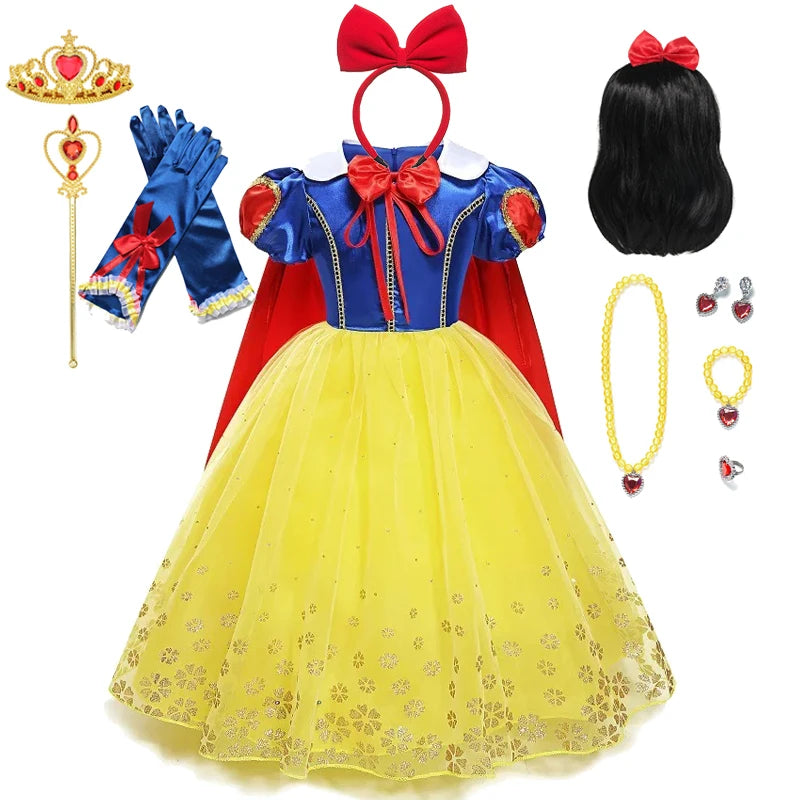 New Kids Girl Dresses Princess Costume Fancy Dress Kids Party Cosplay Princess Costumes Bow Patchwork Cosplay Girls Dress