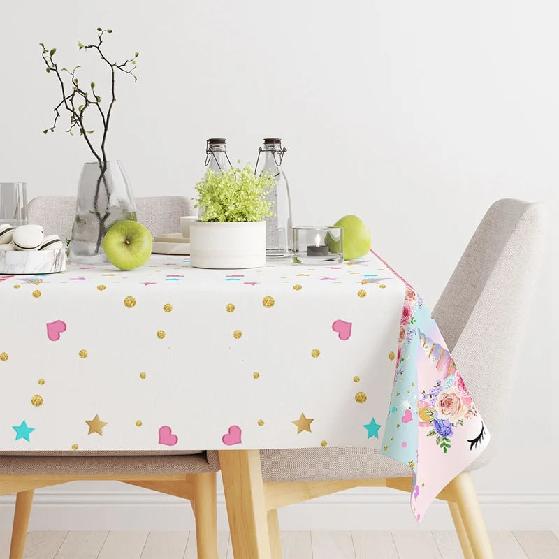 Unicorn Party Disposable Tablecloth Unicorn Birthday Party Decoration Girl Disposable Tableware Tablecloth Girls Baby Shower