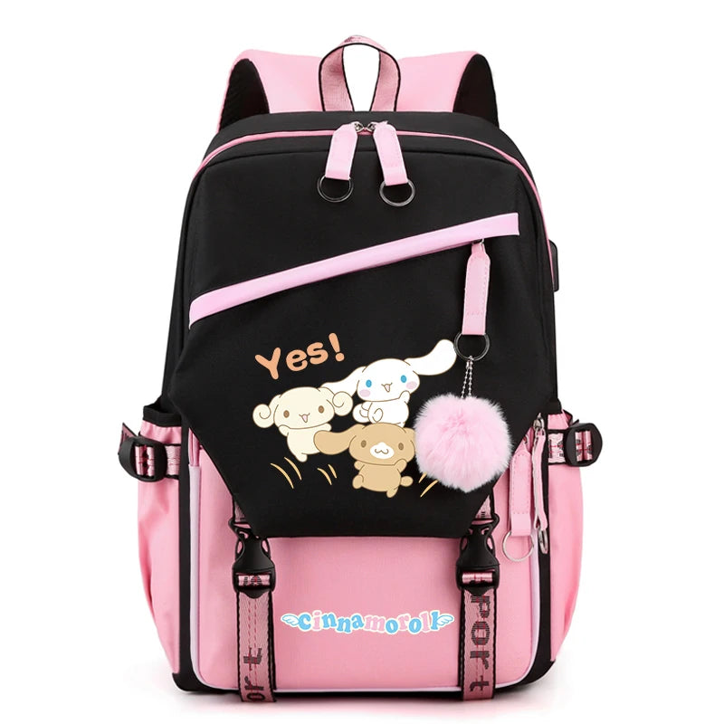 Sanrio Kuromi Cinnamoroll Backpack Teenager Student Rucksack Girl Boy Kids Anime Knapsack Women Cute Cartoon Bag Travel Mochilas