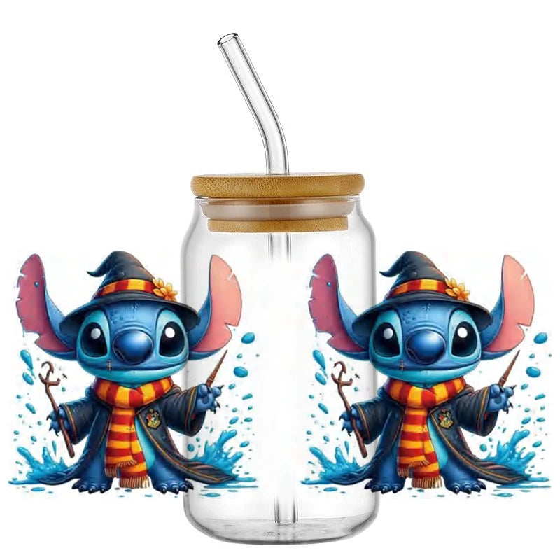 Miniso Stitch Baseball 16OZ UV DTF Cup Wraps Transfer Sticker For Glass Libbey Can Bottle waterproof DIY Custom