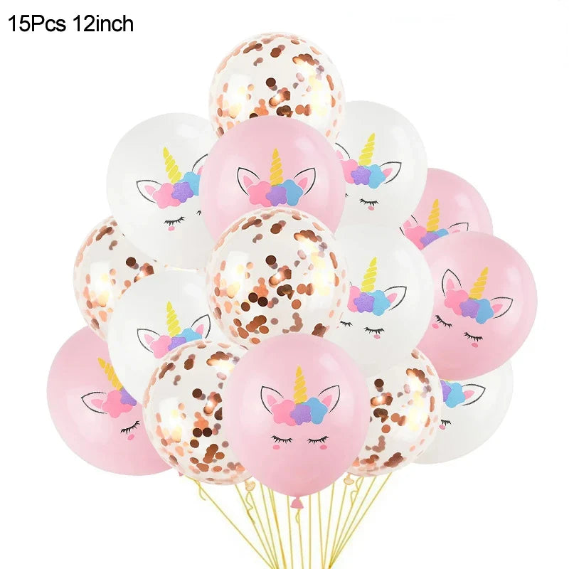 1Set Rainbow Unicorn Balloon 32 inch Number Foil Balloons 1st Kids Unicorn Theme Birthday Party Decorations Baby Shower Globos