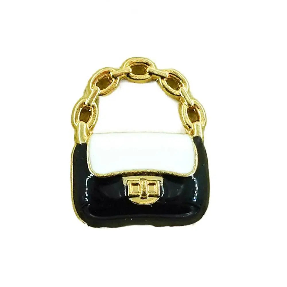 DIY Toy Dollhouse Miniature Metal Handbag Black/White Cute Doll Miniature Bag Decoration Fashion Dollhouse Mini Metal Chain Bag