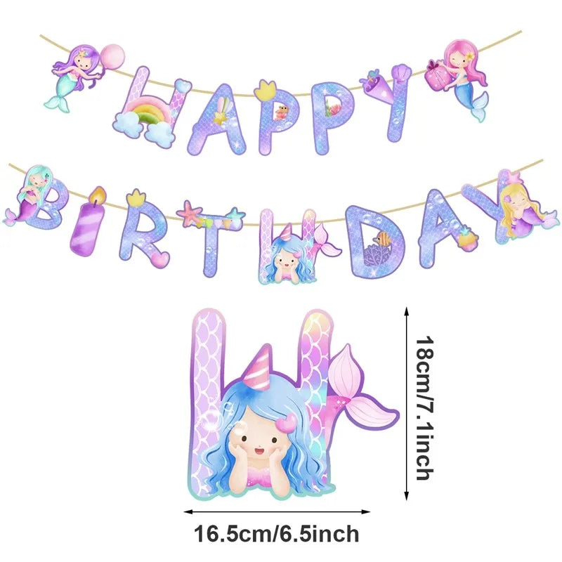 Little Mermaid Party Decor 1st One Birthday Party Kids Girl Mermaid Party Gifts Mermaid Brithday Party Supplies Baby Shower