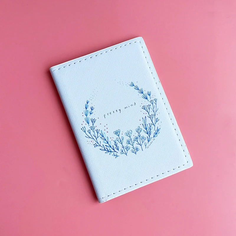 Flower and Plants Passport Cover PU Leather Travel Passport Holder for Girls Business Card Case Plane Ticket Card Holders Women