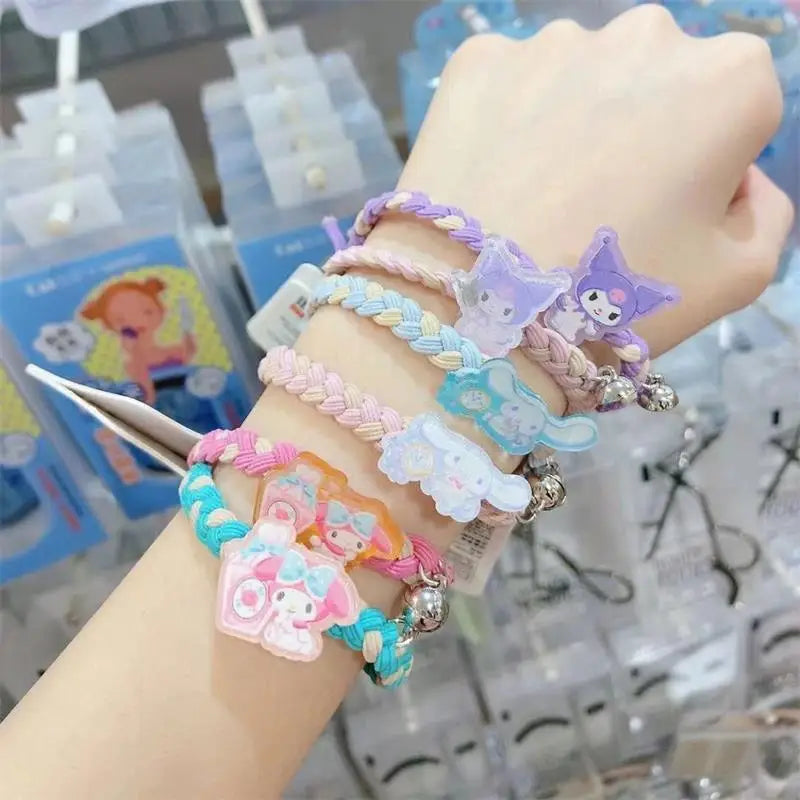 Sanrio Cinnamoroll Kuromi Melody Hair Band Cute Cartoon Girl&Child Sweet Bestie Hairpin Charm Ponytail Holder Holiday Gifts