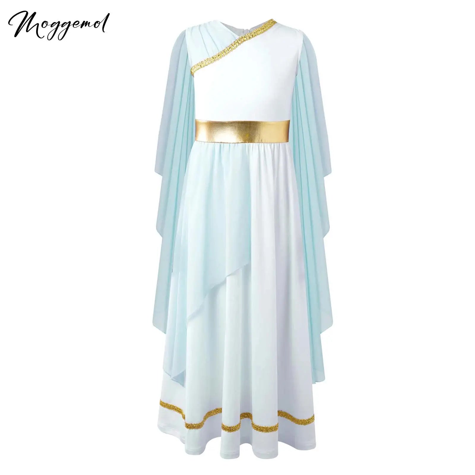 Kids Girls Ancient Greek Princess Toga Goddesses Costume Party Grecian Sleeveless Gown Dress Shawls Patchwork Flowy Tulle Dress