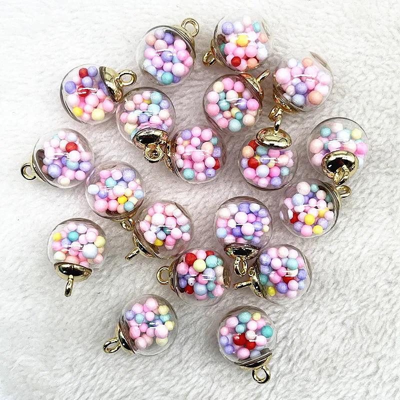 New 16mm Colorful Transparent Ball Glass Star/Round Charms Pendant Find Hair Accessories Jewelry Charms Earring