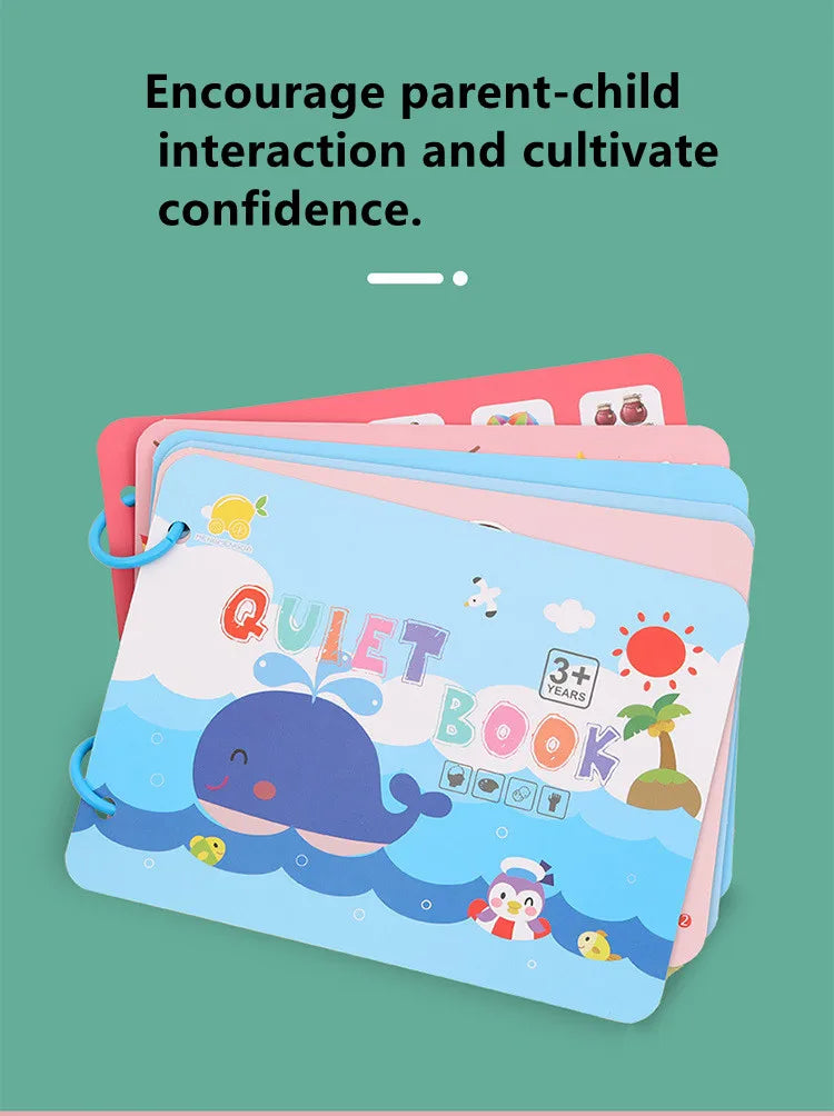 Quiet Book Educational Activity Toys Kids Repeatedly Busy Card Paste Matching Puzzle Books Cognition Baby Montessori Game