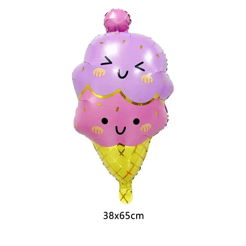 Ice Cream Candy Dessert Cartoon Foil Balloons Boys Girls Birthday Party Candy Bar Food Theme Decoration Kids Toy Helium Ballon