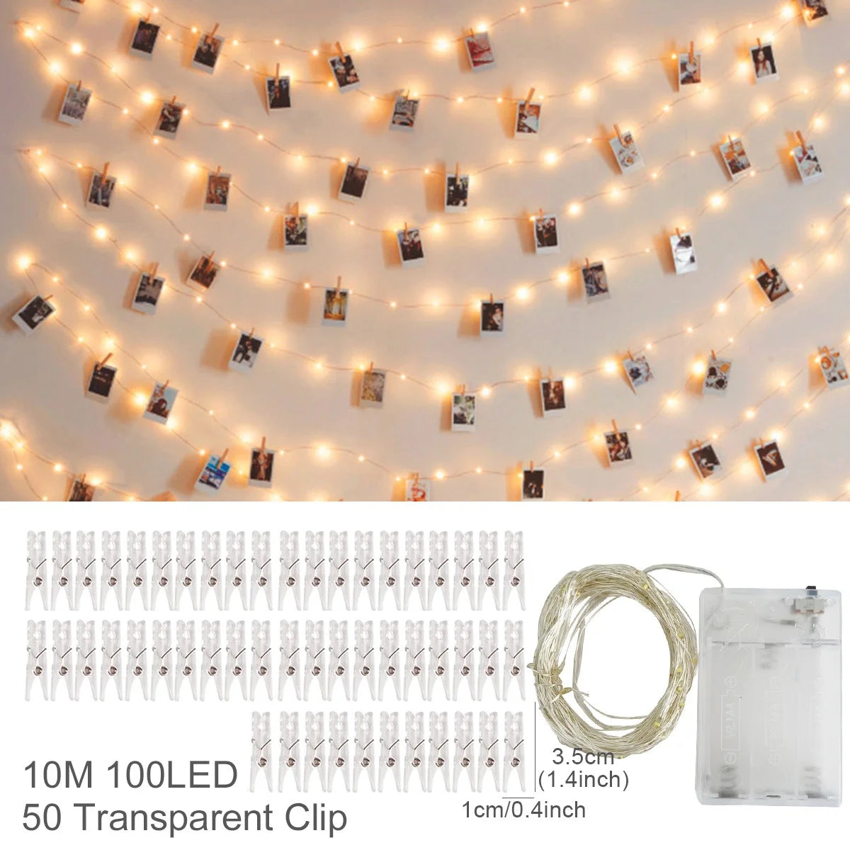 Photo Clip Light Banner Wedding Decoration Birthday Party Decor Kids Girl Boy Baby Shower Banner Christmas Decoration 2023