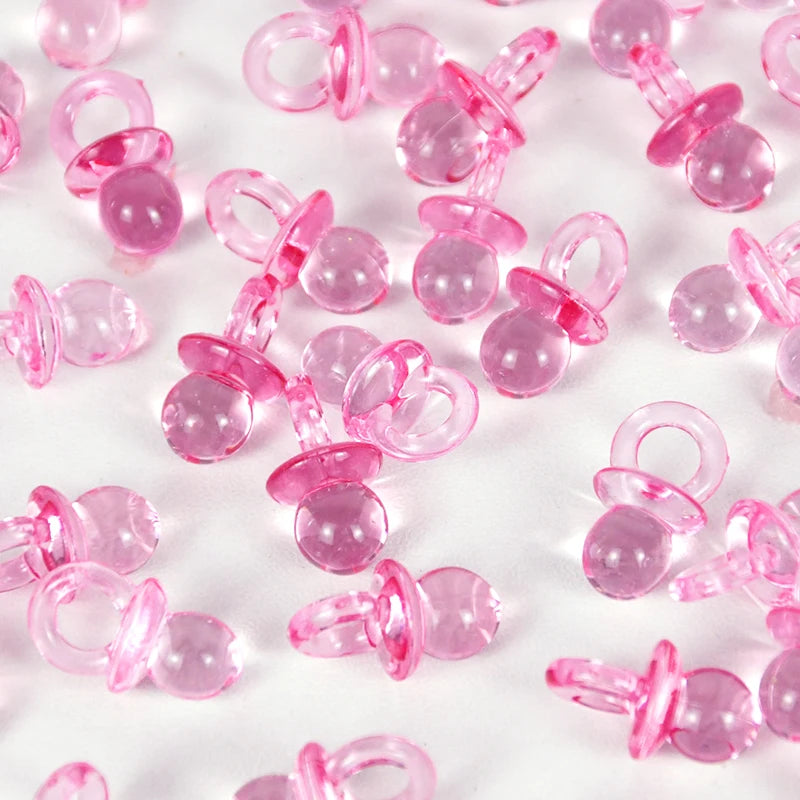 50pcs Mini Acrylic Blue Pink Pacifier Nipple Gender Reveal Table Scatter for Baby Shower Kids Birthday Party Decoration Supplies