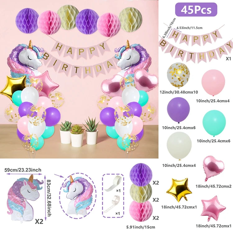 Unicorn Star Color Balloon Garland Arch Kit Rainbow Wedding Birthday Party Decor Kids Baby Shower Birthday Latex Balloons