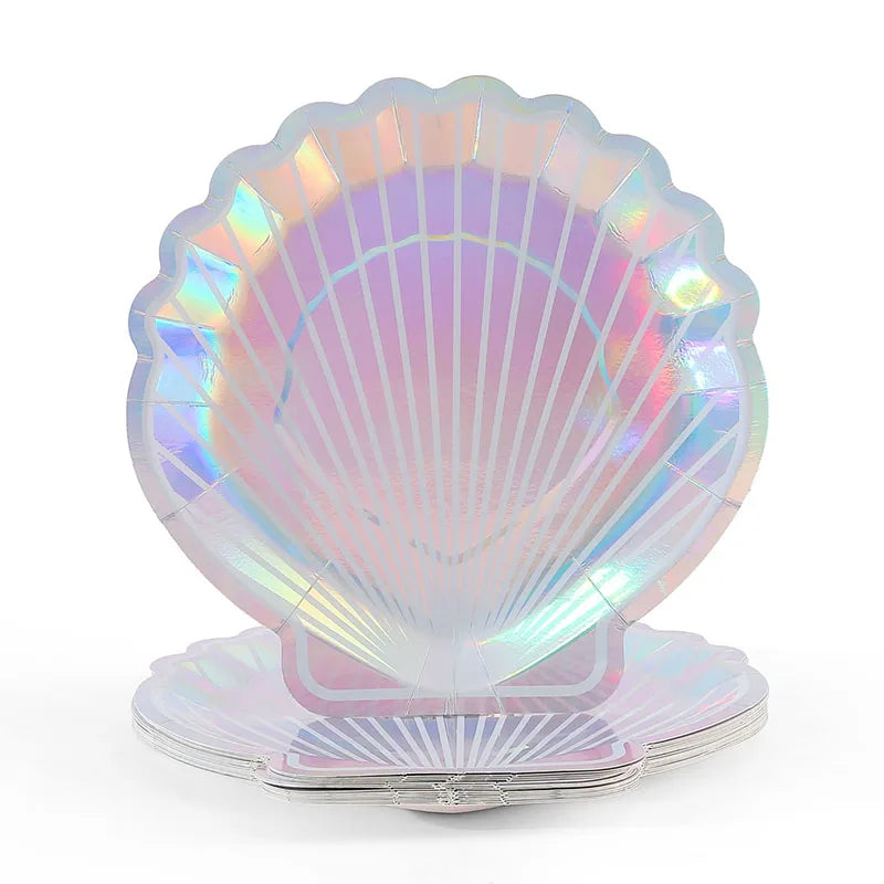 Mermaid Party Supplies Mermaid Tableware Set Shell Paper Plate Cup Napkin Little Mermaid Birthday Party Decoration Baby Shower