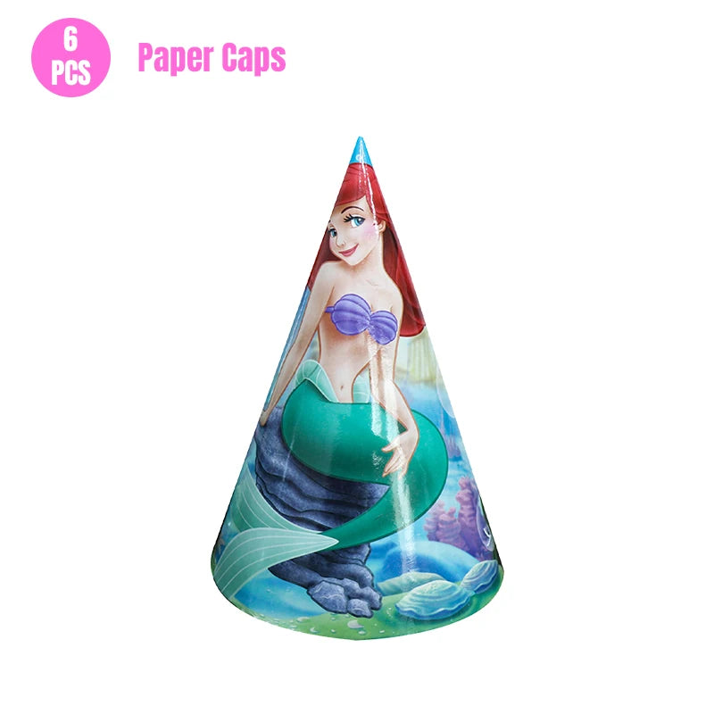 Mermaid Ariel Princess Birthday Party Decorations Disposable Tableware Plate Straw Cup Balloons Baby Shower Party Supplies