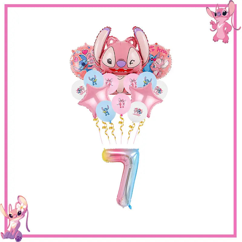 Pink Lilo Stitch Birthday Party Decoration Stitch And Angel Birthday Party Decorations Tableware Plates Balloons Girls Toy Gifts
