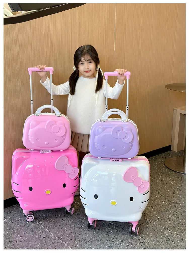 Hello Kittys Trolley Case Girls Sanrioed Universal Wheel Trolley Portable Suitcase Cartoon Travel Boarding Case Kids Toys Gift