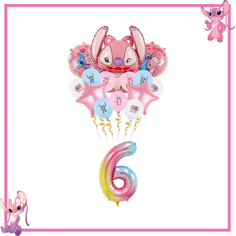Pink Lilo Stitch Birthday Party Decoration Stitch And Angel Birthday Party Decorations Tableware Plates Balloons Girls Toy Gifts