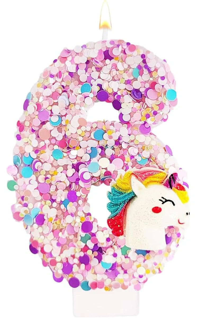 0-9 Number Birthday Candle,Happy Birthday Cake Candle， Unicorn Themed Party Supplies