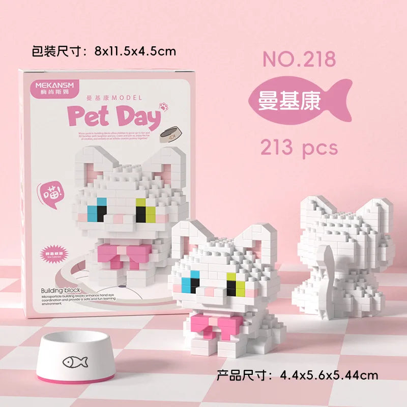 Cat Animal Brick Toy for Children Girls 8 To 10 Years Old Birthday Gifts Construction Block Set Mini Building Blocks Educational